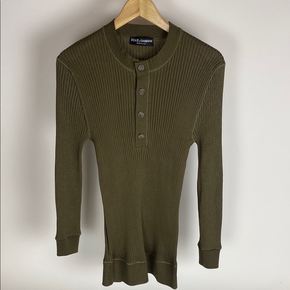 Dolce & Gabbana Green Ribbed Knit Long Sleeve Sweater Womens 48 / M - Picture 1 of 8
